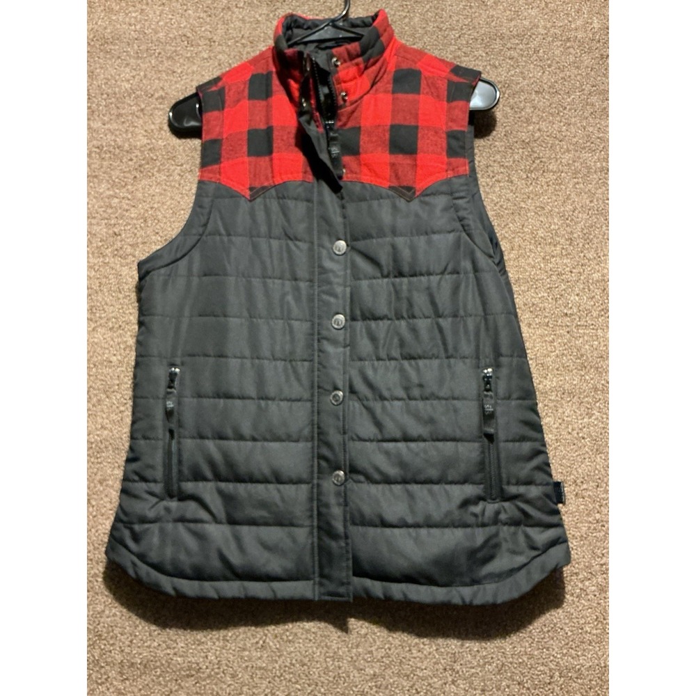 STS Original Ranchwear Women Vest M Red Buffalo Plaid THE RIVER Rodeo Cowgirl